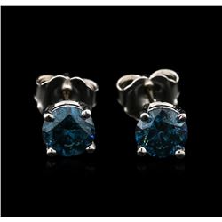 14KT White Gold 0.86ctw Fancy Blue Diamond Stud Earrings