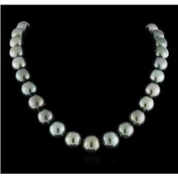 Tahitian Cultured Pearl Necklace with 14KT White Gold Diamond Clasp