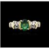 Image 1 : 14KT Yellow Gold 0.65ct Emerald and Diamond Ring