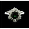 Image 1 : 14KT White Gold 1.49ct Green Tourmaline and Diamond Ring