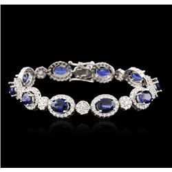 14KT White Gold 7.00ctw Sapphire and Diamond Bracelet