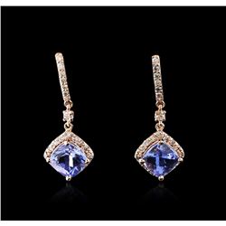 14KT Rose Gold 2.58ctw Tanzanite and Diamond Earrings