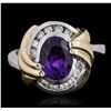 Image 1 : 14KT Two-Tone Gold 2.00ct Amethyst and Diamond Ring