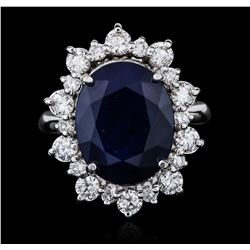 14KT White Gold 10.37ct Sapphire and Diamond Ring