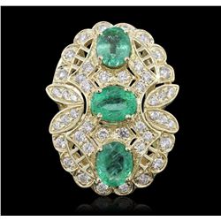 14KT Yellow Gold 3.69ctw Emerald and Diamond Ring