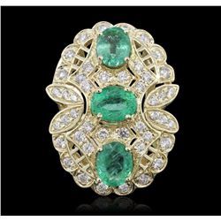 14KT Yellow Gold 3.69ctw Emerald and Diamond Ring