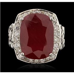 14KT White Gold 17.63ct Ruby and Diamond Ring