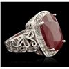 Image 2 : 14KT White Gold 17.63ct Ruby and Diamond Ring