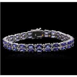 14KT White Gold 11.90ctw Tanzanite and Diamond Bracelet