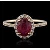 Image 1 : 14KT Yellow Gold 1.25ct Ruby and Diamond Ring