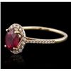 Image 2 : 14KT Yellow Gold 1.25ct Ruby and Diamond Ring