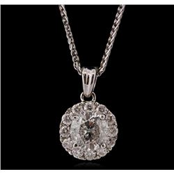 14KT White Gold 1.01ctw Diamond Pendant With Chain