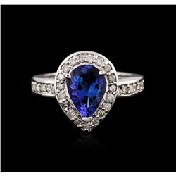 14KT White Gold 1.80ct Tanzanite and Diamond Ring