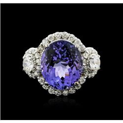 14KT White Gold 6.14ct Tanzanite and Diamond Ring