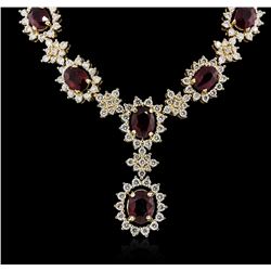 14KT Yellow Gold 13.23ctw Ruby and Diamond Necklace