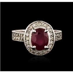 14KT White Gold 2.95ct Ruby and Diamond Ring