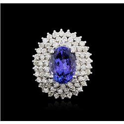 14KT White Gold 4.46ct Tanzanite and Diamond Ring