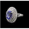 Image 2 : 14KT White Gold 4.46ct Tanzanite and Diamond Ring