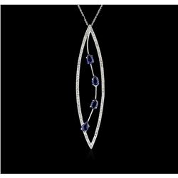 14KT White Gold 1.92ctw Sapphire and Diamond Pendant With Chain