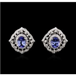 14KT White Gold 2.46ctw Tanzanite and Diamond Earrings