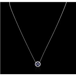 1.00ct Sapphire and Diamond Pendant With Chain - 14KT White Gold