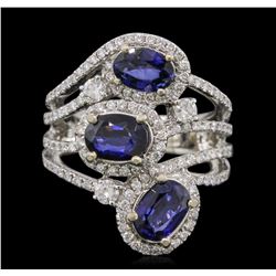 14KT White Gold 2.64ctw Sapphire and Diamond Ring