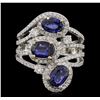 Image 1 : 14KT White Gold 2.64ctw Sapphire and Diamond Ring