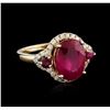 Image 2 : 14KT Yellow Gold 4.90ctw Ruby and Diamond Ring