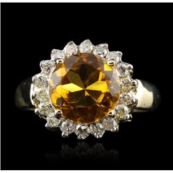 14KT Yellow Gold 2.97ct Citrine and Diamond Ring