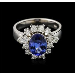 14KT White Gold 1.92ct Tanzanite and Diamond Ring