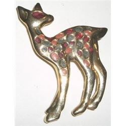 Rhinestone Deer Vintage Pin