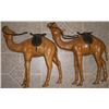 Image 1 : 2 COLLECTIBLE LEATHER CAMELS WITH LEATHER SADDLES-THEY STAND APPROX 10 INCHES HIGH!!
