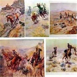 C.M. Russell (1864-1926). Portfolio consisting of 5 limited edition prints; The Bolter 11" x 8.5"…