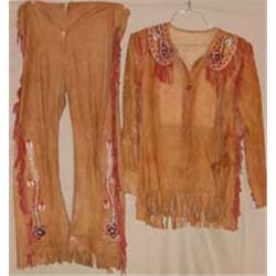 Beaded Iroquois Indian Leather Shirt Pants Set Estimate 600
