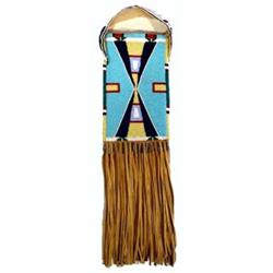 Beaded Crow Indian Style Mirror Bag. Beautiful but not too old. 19" x 5.5". Estimate $600-$800.…