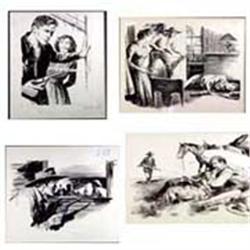 Set Of 4 Pulp Illustrations. Estimate $750-$1,000.…