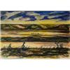 Image 1 : Ross Santee (1889-1965). Watercolor. Landscape. Framed & matted under glass, sight size 9.75" x 1…
