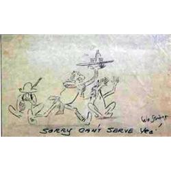 William Standing (1904-1951). Pencil on paper. "Sorry Can't Serve Yea!" 7.5" x 4.5". Estimate $75…