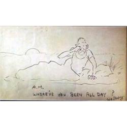 William Standing (1904-1951). Pencil on paper. "Where've You Been All Day?" 6.5" x 11". Estimate …