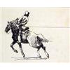 Image 1 : Edward Borein (1873-1945). Pen & ink. "Cowboy Pulling Line." Unsigned. With documentation that pi…