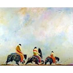 Earl Biss (1947-1998). Oil on canvas. "Santa Fe Trail." 24" x 30". Estimate $4,000-$5,000.…