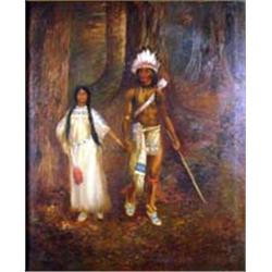 A.D.M. (Astley David Middleton) Cooper (1856-1924). Oil on canvas. Indian chief & maiden. Unsigne…