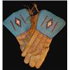 Image 1 : Blackfeet Indian Beaded Gauntlets. Blue background, circa 1900. Good condition. Estimate $750-$1,…