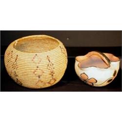 Eskimo Basket & Santa Domingo Pot. Basket is 5.25" tall. Pot is 5.5" tall. Estimate $600-$800.…
