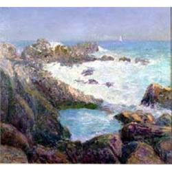 Lester A. Gillette (b.1855). Oil on canvas.  Bass Rocks.  22  x 24 . Estimate $2,000-$3,000.…