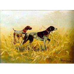 Shirley Arrants (b.1941). Oil on canvas. "Pointing Dogs". 10" x 14". Estimate $500-$750.…