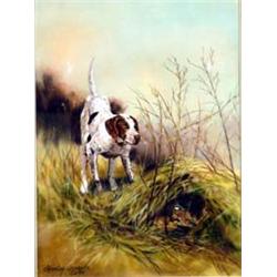 Shirley Arrants (b.1941). Pastel. "Pointer." Framed & matted under glass, sight size 15.5" x 11".…