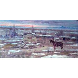 Ace Powell (1912-1978). Oil on canvas. "High Plains Morning." 8" x 16". Estimate $1,000-$1,500.…