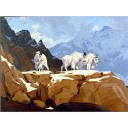 John Tayson. Oil on board. Mountain goats. 18" x 24". Estimate $1,000-$1,500.…