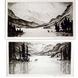 Hans Kleiber (1887-1967). 2 etchings.  Solitude I  &  In The Rockies.  Ex Otha Wearin collection.…